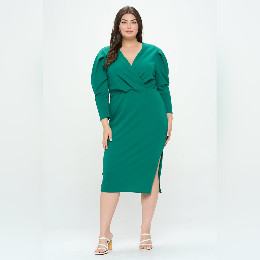 NEW NWOT LIVD Boa Green Pleated Midi Dress Sz 3XL